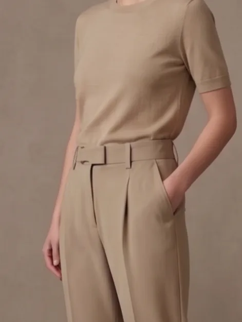 Sartorial Double-Pleated Trouser - Beige